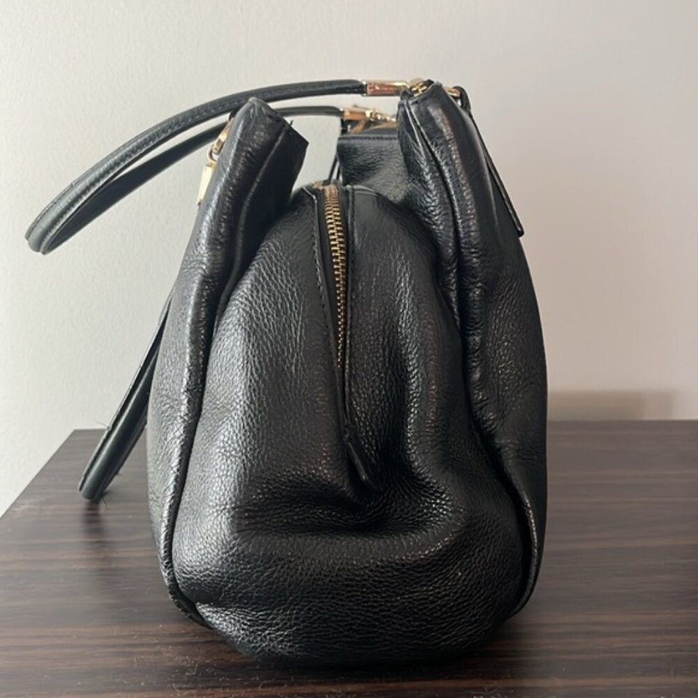 Coach Madison Cafe Carryall 27859 Black Pebbled Leather Gold Accents GUC - Picture 6 of 11